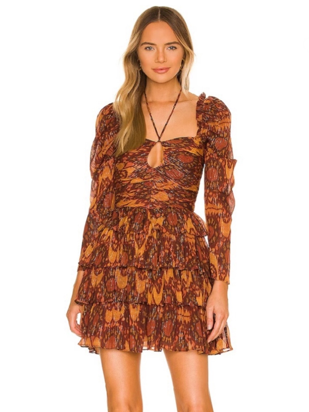 NEW ULLA JOHNSON REVOLVE PRINTED TIERED MINI DRESS